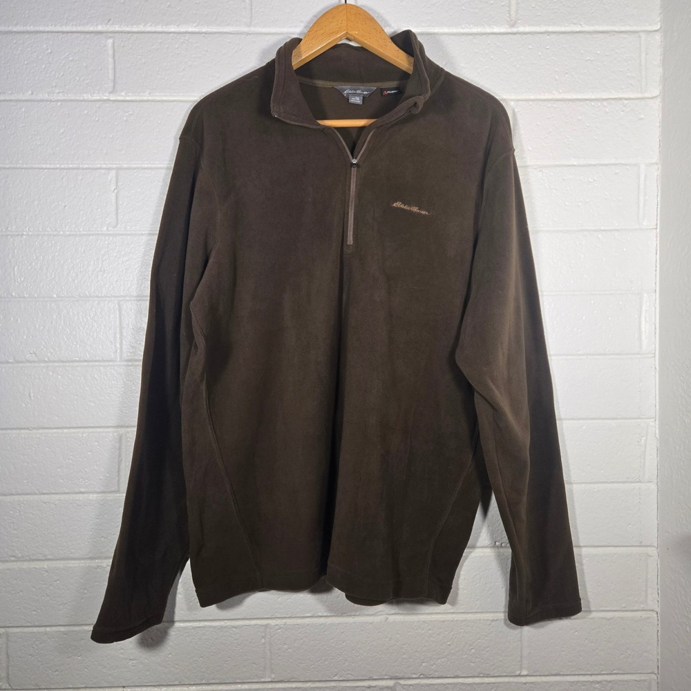 Eddie Bauer Polartec XLT Brown Fleece 1/4 Zip Gorpcore Camping Workwear XLT